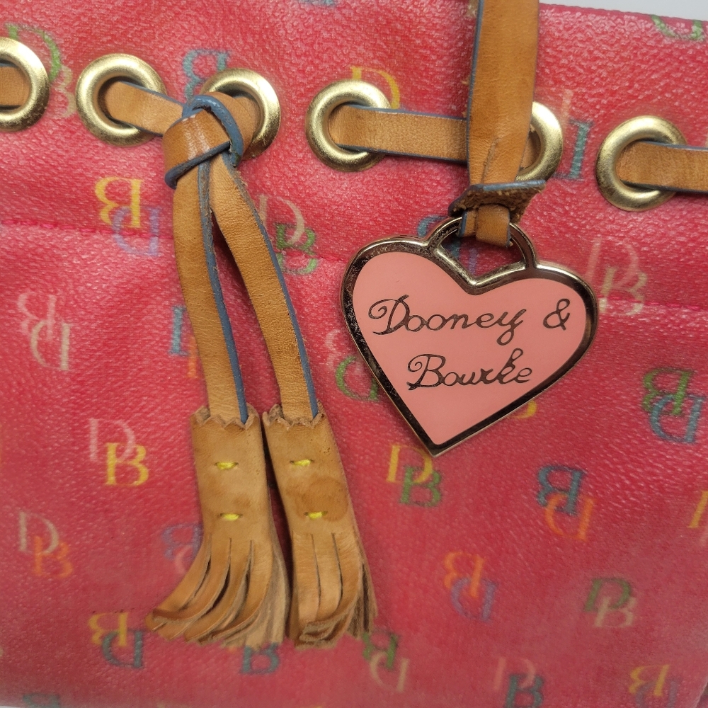 Vintage Dooney & Bourke Mini Pink Rainbow logo Leather Handbag Barbie